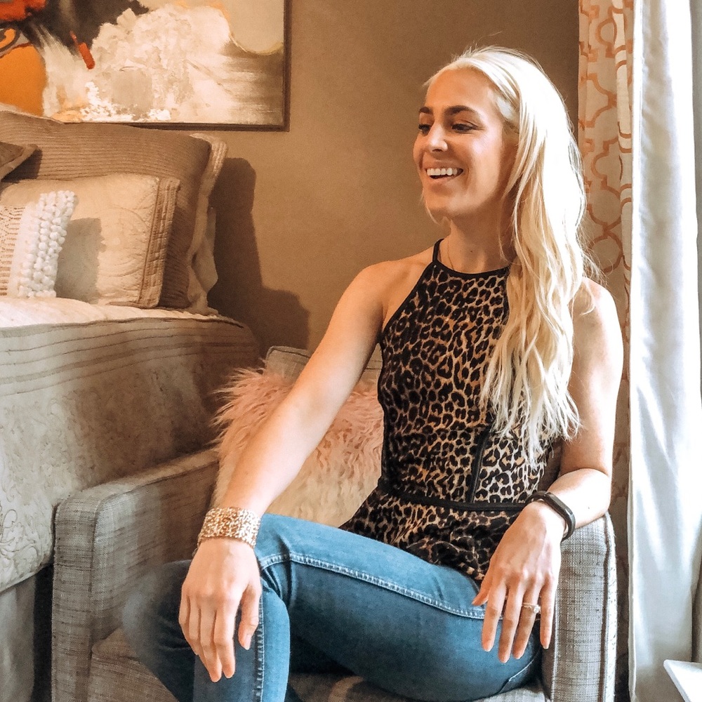 Leopard top with see through lace back